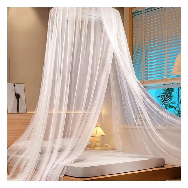 White Mosquito Net Bed Canopy - Breathable Polyester Material with Fine Mesh Design - Easy to Install - Ideal for Double Beds, Travel Cots, and Single Beds