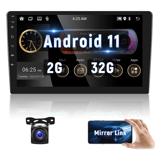 Autoradio Android 11 2G32G 2 DIN 10,1'' Touch Screen con GPS WiFi Bluetooth - Alta Risoluzione 1024x600