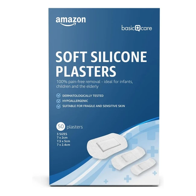 Amazon Basic Care Ultra Sensitive Plasters - Hypoallergenic Extra Soft 3 Sizes
