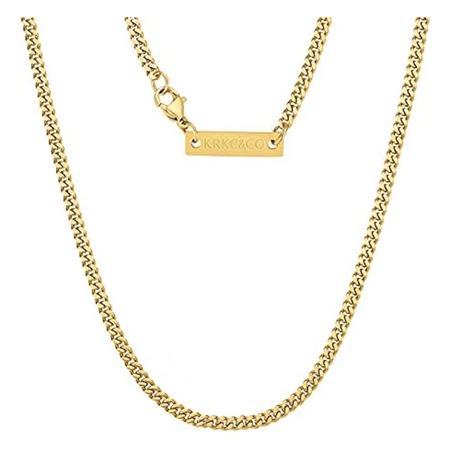 KRKCCO Gold Chain Mens Necklace - 18K Plated Link Chain for Men - 3mm, 5mm, 6mm, 9mm Miami Cuban Link Chain Curb Chain - #1 Quality