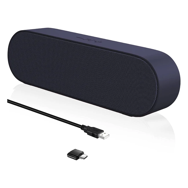 Zetiy USB Computer Speaker - Wired Mini Soundbar for Desktop PC Laptop - Blue