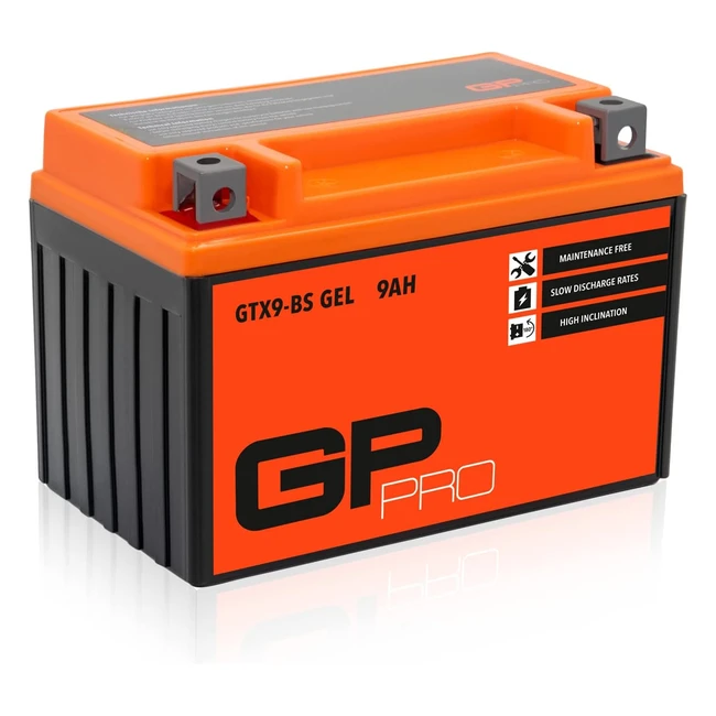 Batteria di avviamento GPPro GTX9BS 12V 9Ah compatibile con YTX9BS - Senza manutenzione, sigillata e robusta