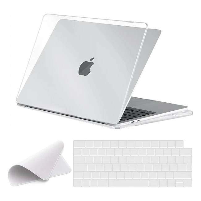 Coque cristalline pour MacBook Air M2 136 pouces A2681 avec Touch ID - Protection rigide en plastique avec clavier et chiffons de polissage