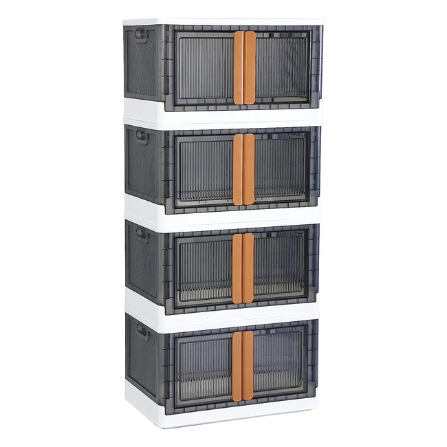 Haixin Aufbewahrungsbox mit Deckel 72 L - 4er Pack, stapelbare Plastikboxen mit Rollen und transparentem Design