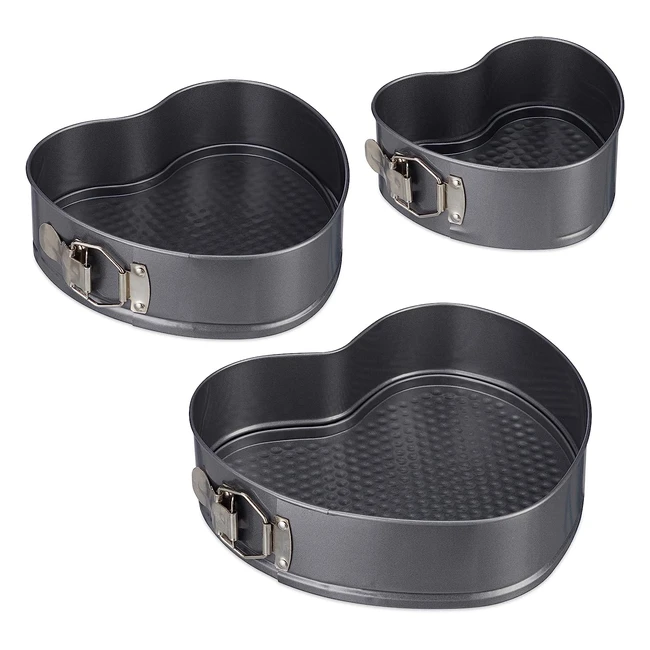 Set de 3 moules à manqué en forme de cœur antiadhésifs et démontables - Relaxdays 10027854