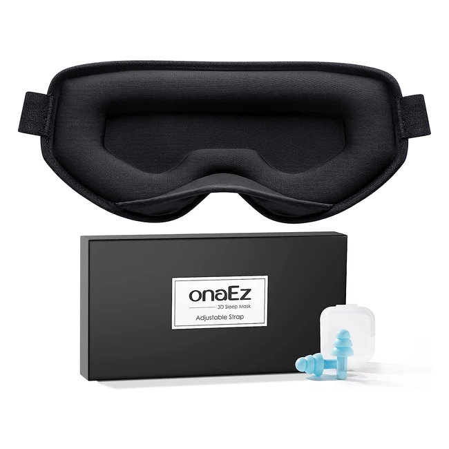 ONAEZ 3D Schlafmaske für Frauen und Männer - Leichte Schlafmaske aus weichem Eissilk-Gewebe mit Ohrstöpseln und vollständiger Lichtblockierung - Ref. 2023