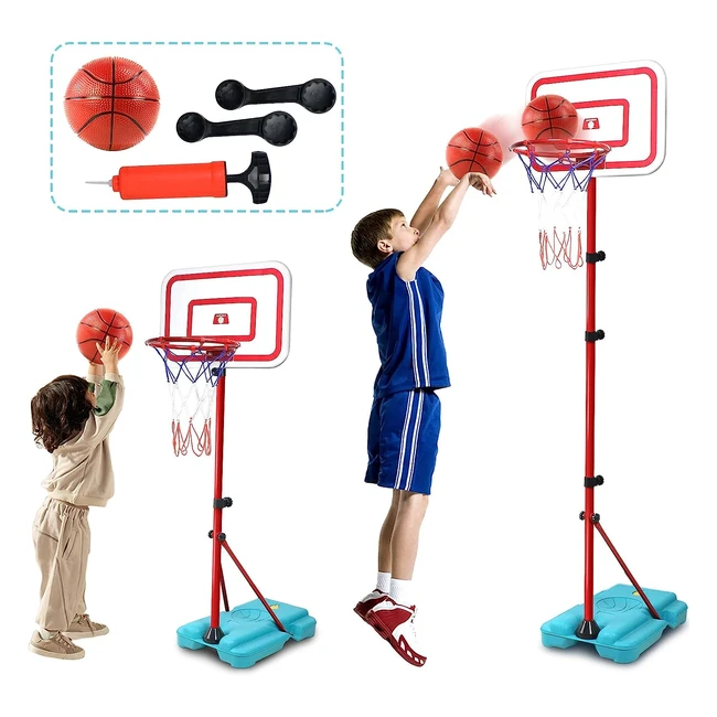 Canestro Basket Tonze per Bambini, Altezza Regolabile 88-190cm, Gioco da Giardino e Camera, Robusto e Resistente agli Urti