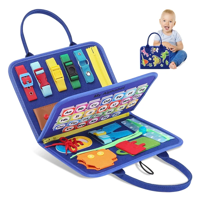 Jouet Montessori Busy Board Dino pour Enfants 1-4 Ans - Dveloppe Motricit Fi
