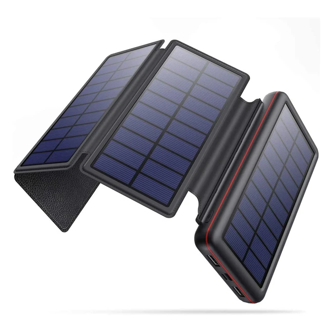 Chargeur Solaire iPosible 26800mAh avec 4 Panneaux Solaires étanches, Power Bank USB-C et 4LED Portable pour Téléphones et Tablettes - Idéal pour Outdoor Camping