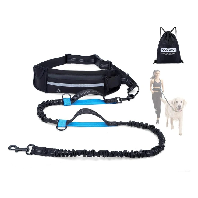 Guinzaglio per cani mani libere Nobleza - Regolabile, elastico, con tasca portaoggetti