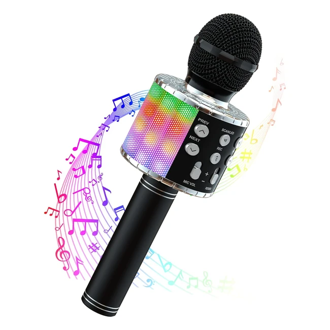 Wowstar Karaoke Bluetooth Microphone 5 in 1 - Portable Speaker for Home KTV Party Singing - Black