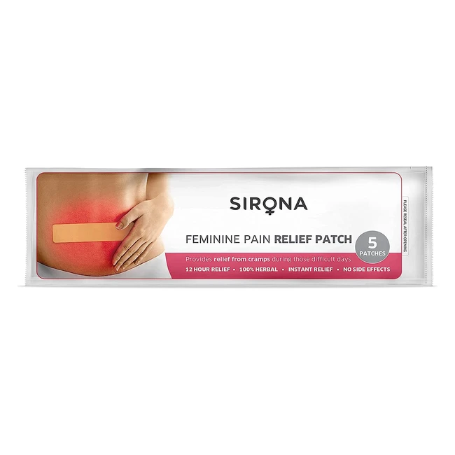 Sirona Herbal Pain Relief Patches - Instant Relief from Menstrual Cramps & Lower Abdomen Back Pain - Pack of 5