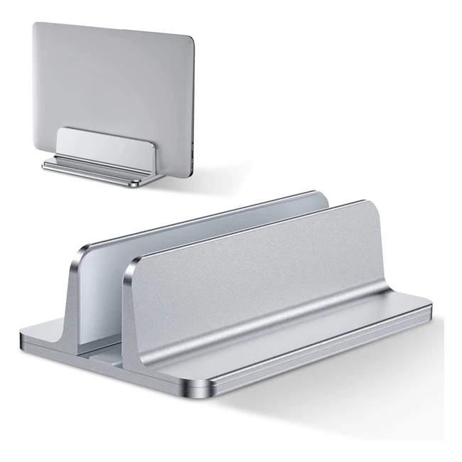 Bewahly Vertikaler Laptop Ständer - Platzsparender Aluminium Notebook Ständer für MacBook, Samsung, HP, Lenovo und mehr - Silber