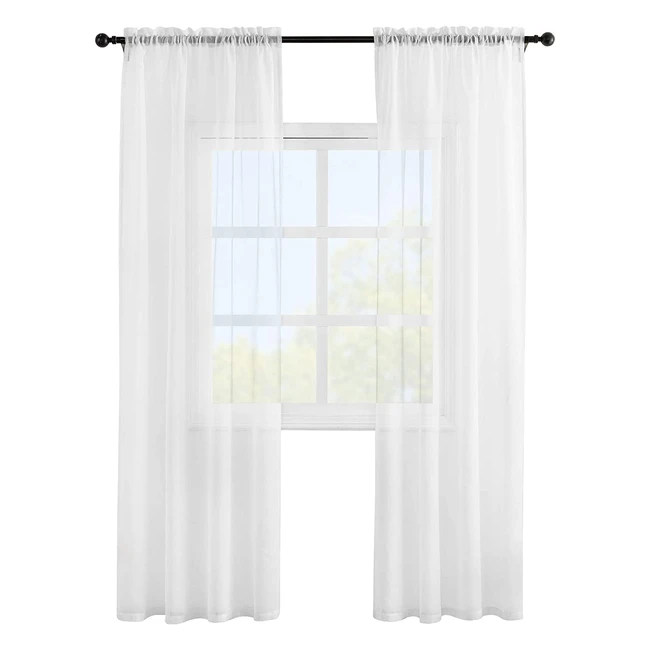 Rideaux en mousseline semi-transparente Anjee pour salon et chambre - 2 panneaux de 52x45 pouces