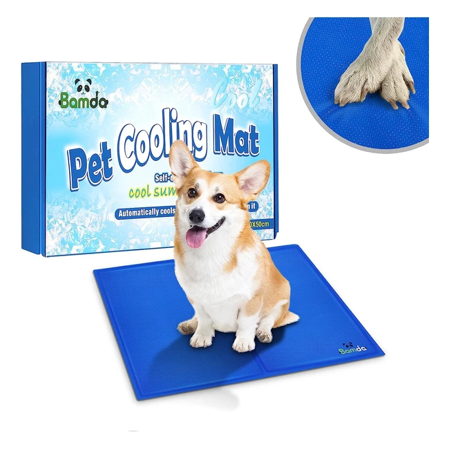 Bamda Dog Cooling Mat - 2023 Upgrade, Non-Toxic Gel, Scratch-Resistant, Pressure Activated, No Water or Electricity Needed - Medium Size 65x50cm