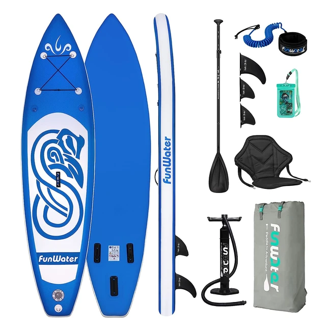 Funwater Inflatable Stand Up Paddle Board - Durable SUP for All Skill Levels - All-Inclusive Standing Paddle Surfboard with Adjustable Paddle, Pump, Travel Backpack, and Leash