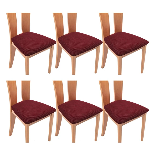 Housses de chaise Tianshu - Lot de 6 - Rouge foncé - Spandex - Amovible - Extensible - Protection contre les taches et l'usure