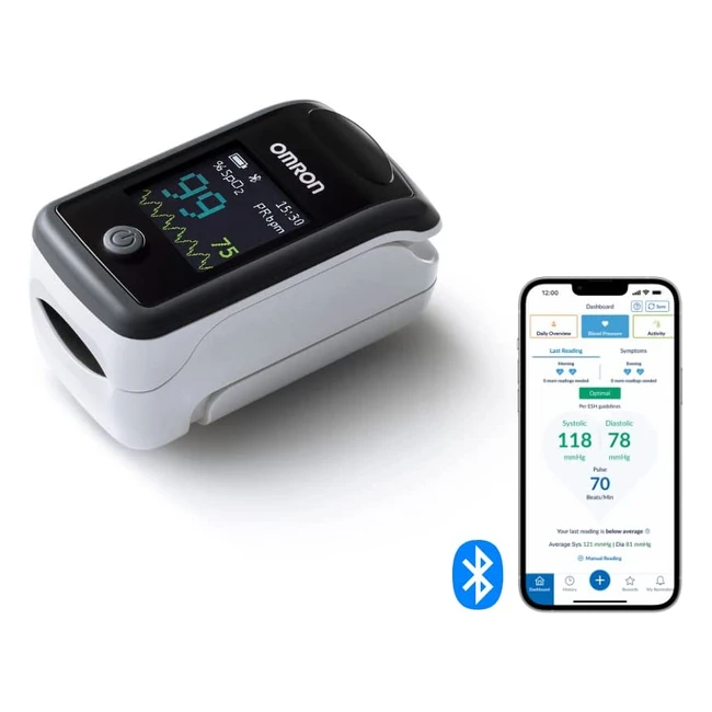 Omron P300 Intelli IT Bluetooth Finger Pulse Oximeter - Messung von Sauerstoffsättigung SpO2 mit App - Hochpräzise, zuverlässige Messungen
