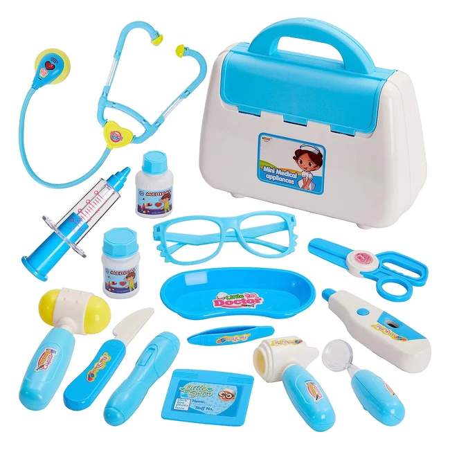 Conjunto Médico Juguetes con Luces y Sonido - Kit de Doctora y Enfermera para Niños y Niñas de 3 a 5 Años - Azul