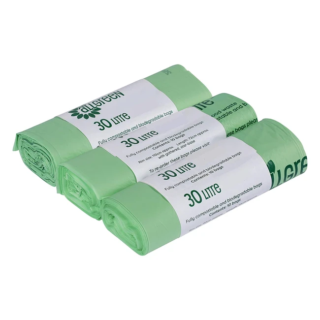 Bolsas de Basura Biodegradables y Compostables AllGreen - 30L (30 Unidades)