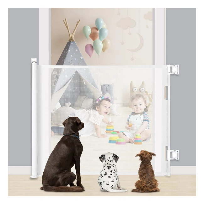 Extra Wide Retractable Baby Gate - Mypin - 140cm - Ideal for Stairs, Hallways, and Entrances