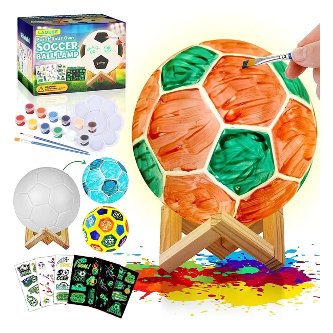 Kit de peinture football pour enfants - Lampe 3D cadeau foot garçon - Veilleuse enfant - Cadeau d'anniversaire Noël - Loisir créatif fille garçon 3-12 ans