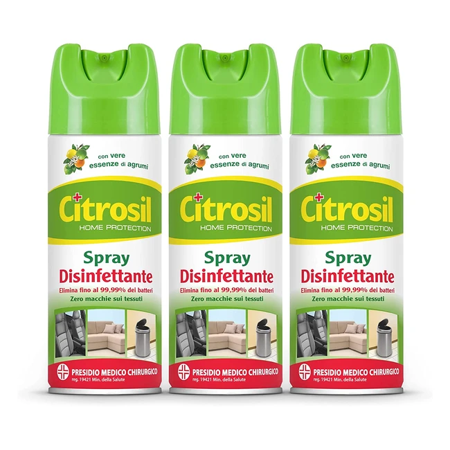 Citrosil Home Protection Spray Disinfettante 300ml x 3 - Elimina fino al 99.9% dei batteri