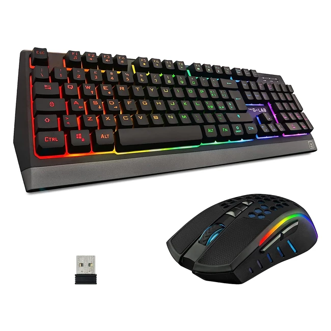 Glab Combo Tungsten Backlit Wireless Gaming Keyboard and Mouse Set - UK QWERTY -