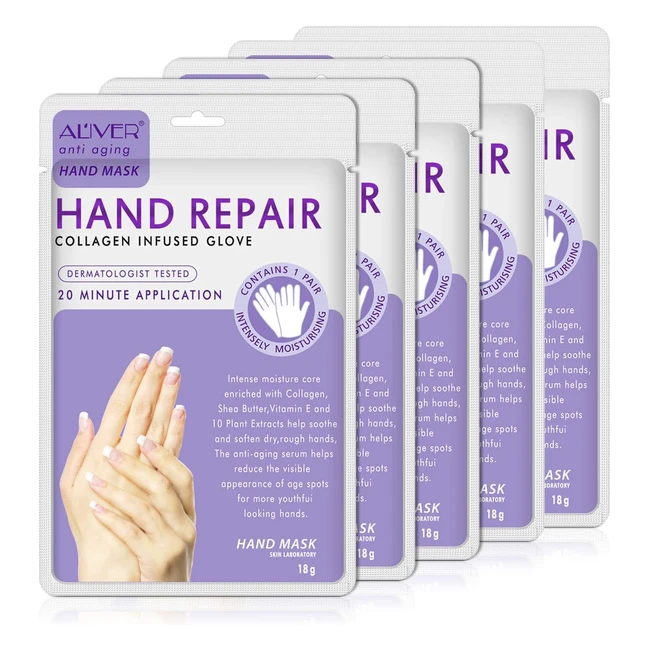 Hand Mask - Moisturizing Gloves for Dry Cracked Hands - Whitening and Anti-Aging - Collagen Serum and Natural Plant Extracts - #HandMask #MoisturizingGloves #Skincare