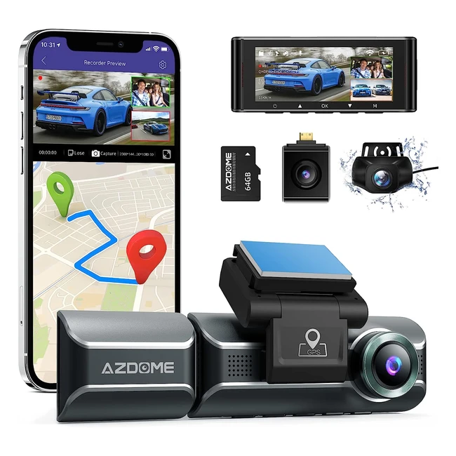 Cámara de coche 4K AZDOME M550 - Grabación 3 vías - GPS y WiFi integrados