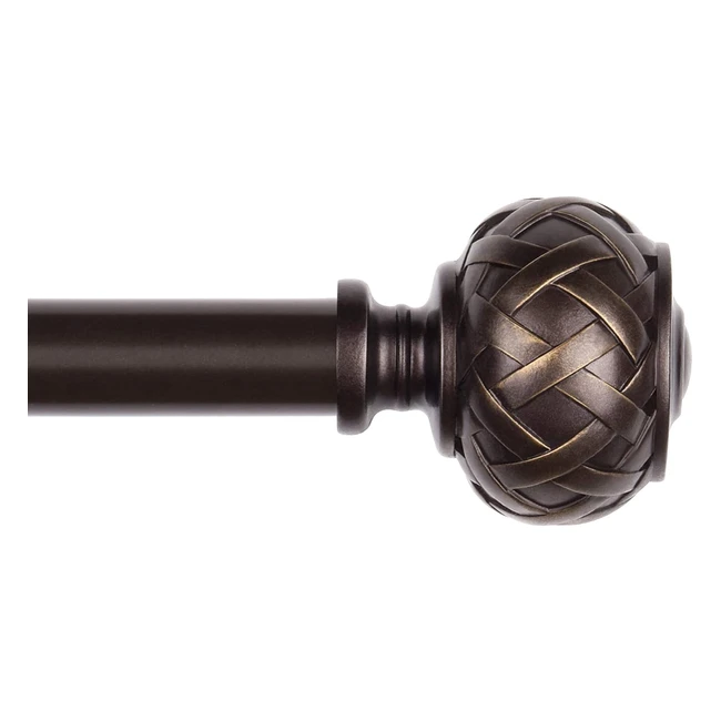 SZXIMU Curtain Pole for Windows 36-72 Inches | Drapery Rod with Netted Texture Finials | Brown