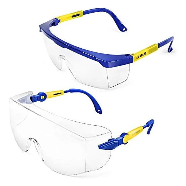 Set Occhiali Protettivi 2 Occhiali Sicurezza Policarbonato Antiurto CE EN 166 Protezione UV 400