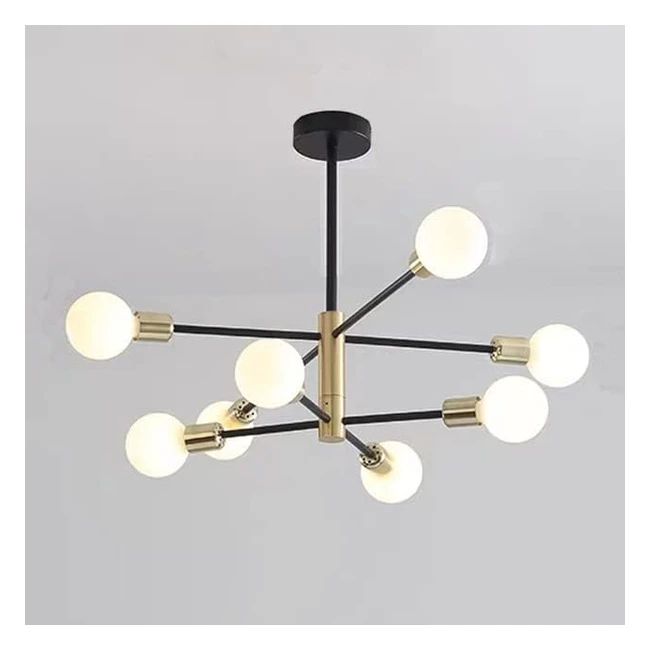Stylish Sputnik Ceiling Lights - Nordic 8 Lights Black and Gold - Easy Installation - Modern Dining and Kitchen Lighting