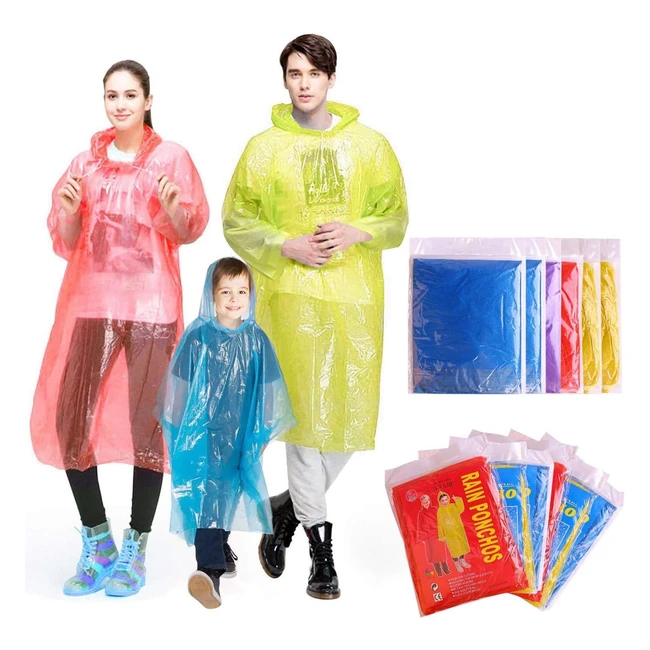 Ginmic Rain Ponchos Family Pack - Emergency Waterproof Ponchos for Kids  Adults