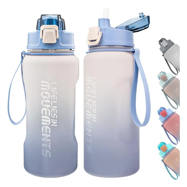Bugucat Water Bottle 22L - Leakproof Sports Bottle with Straw and Time Markings - Ideal for Gym, School, Cycling, Outdoor Fitness