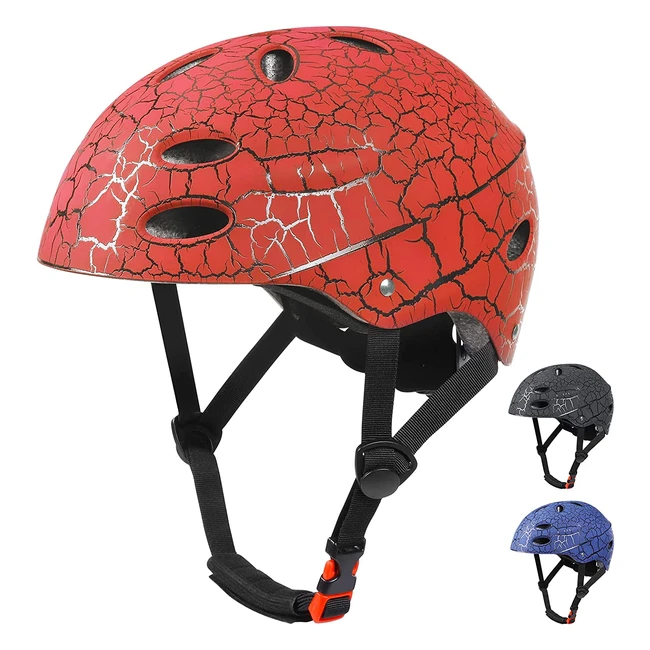 Crash Style Kids Bike Helmet - Adjustable Breathable ABS Hard Shell - Ages 5-14 