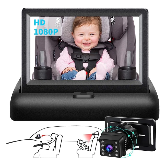 Cuplu Baby Car Mirror Camera - Night Vision, HD Display, Adjustable, Wide View