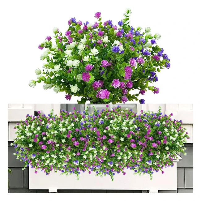 Set 6 fiori finti Rollway, decorazione plastica per esterni, ideali per balconi e giardini