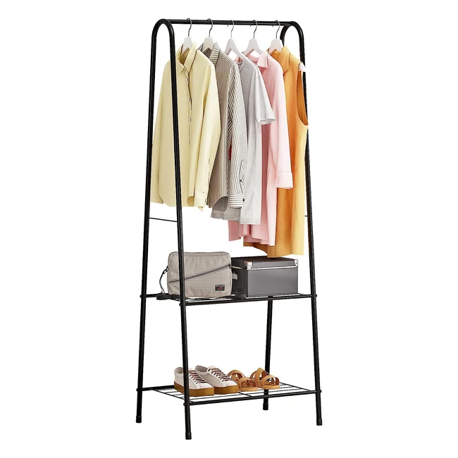Homelike Clothes Rail Metal Clothes Rack 2-Tier Storage Shelves - Heavy Duty, Shoes Stand - Black