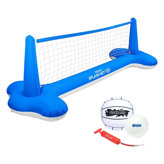GoSports Splash Net Air Inflatable Pool Volleyball Game - Includes Floating Net, Water Volleyballs, and Ball Pump