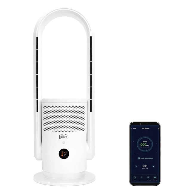 Ventilateur colonne 3en1 avec purificateur d'air et radiateur soufflant - Silencieux et contrôlable avec Alexa