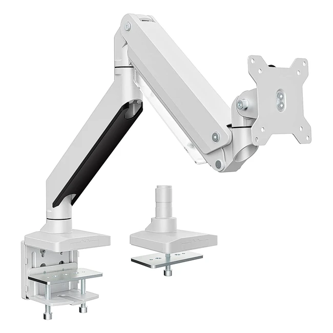 Putorsen Monitor Arm for 17-35 Inch Screens | Heavy Duty Aluminum Gas-Assisted Single Arm Mount | Full Motion Height Adjustable | Supports up to 15kg | VESA 75x100mm | White