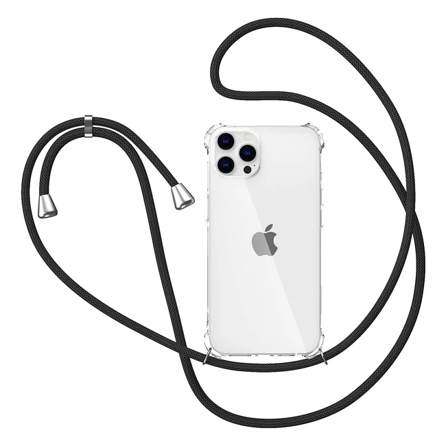 Coque iPhone 14 Pro Max avec cordon et collier - Transparente Silicone Housse - 