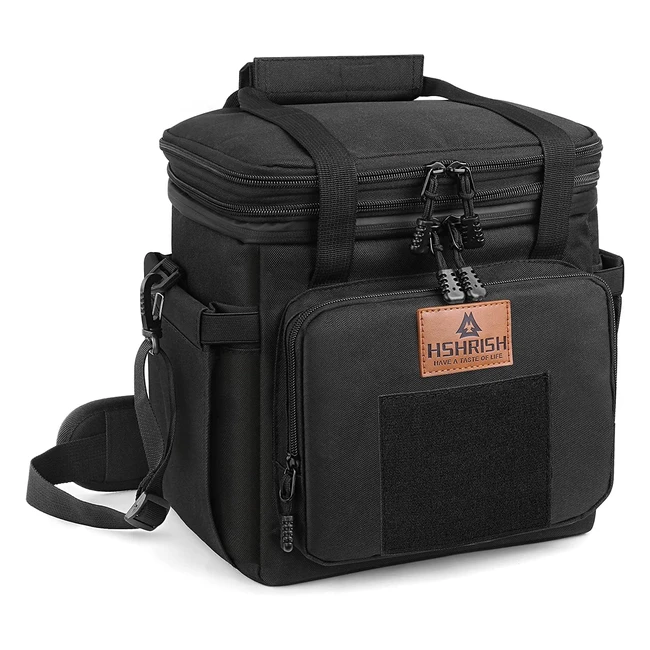 HSHRISH Lunch Bag - Large Double Layer Insulated Tactical Cooler Bag - Waterproof & Durable - 15L - Black