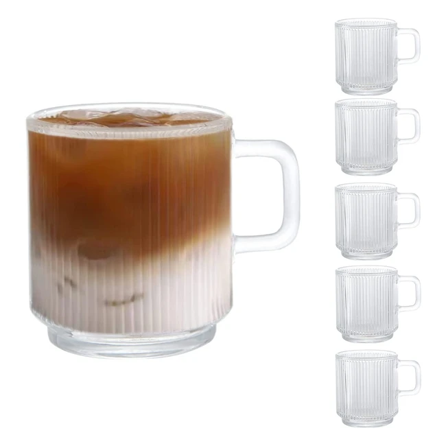 Designmaster Premium Glass Coffee Mugs - 6 Pack
