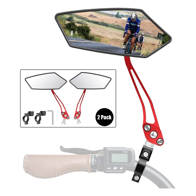DIYIFE HD Wide Angle Bike Mirror - 2pcs Pair 360 Adjustable Shockproof