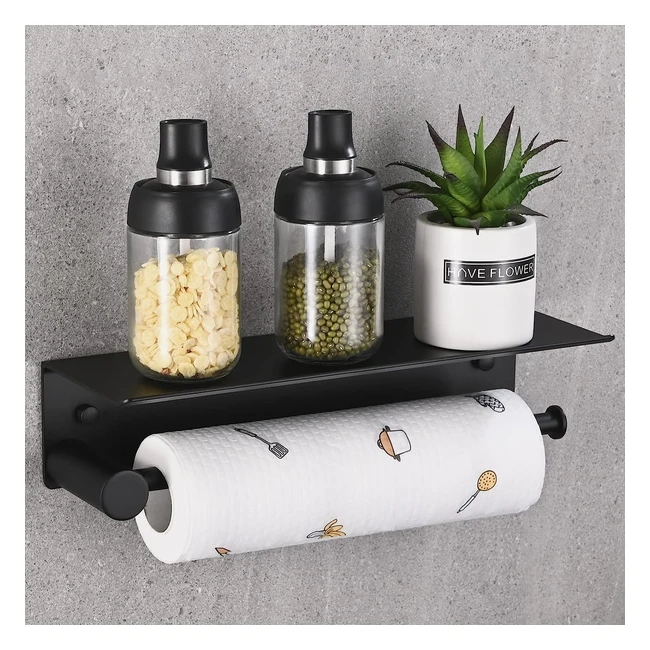 Hanfu Kitchen Roll Holder - Wall Mounted Paper Towel Rack, No Drilling, Aluminum, Spacious Storage Shelf
