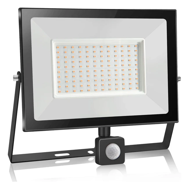 Foco LED Exterior 100W con Sensor de Movimiento - Luz 10000lm 3000K - IP65 Impermeable