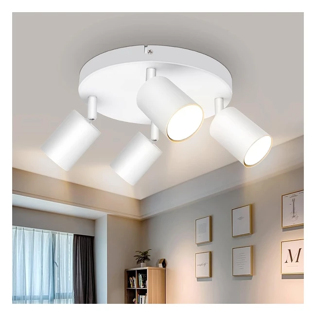 Lámpara de techo redonda Ketom con 4 focos orientables - Blanco mate