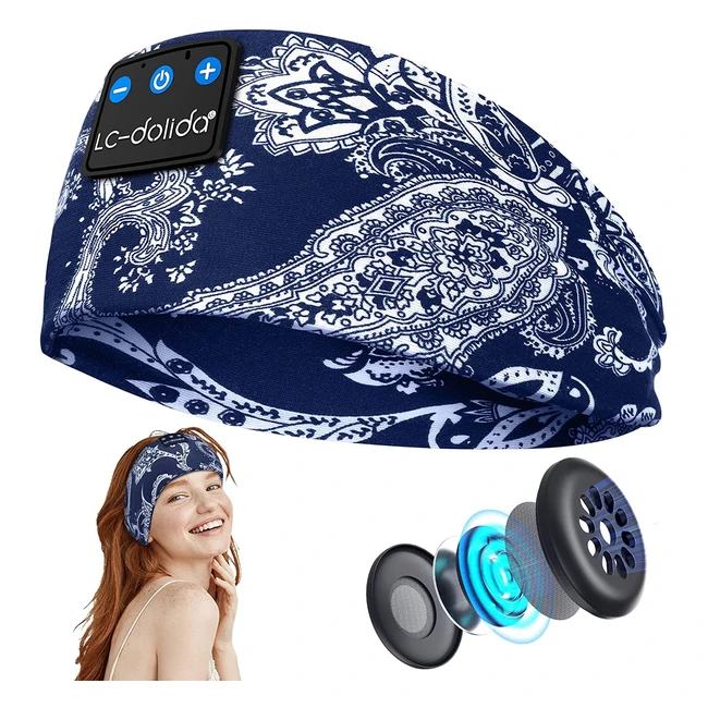 LCDolida Bluetooth Sleep Headphones - Reusable Summer Print Boho Headband with UltraThin HD Stereo Speakers